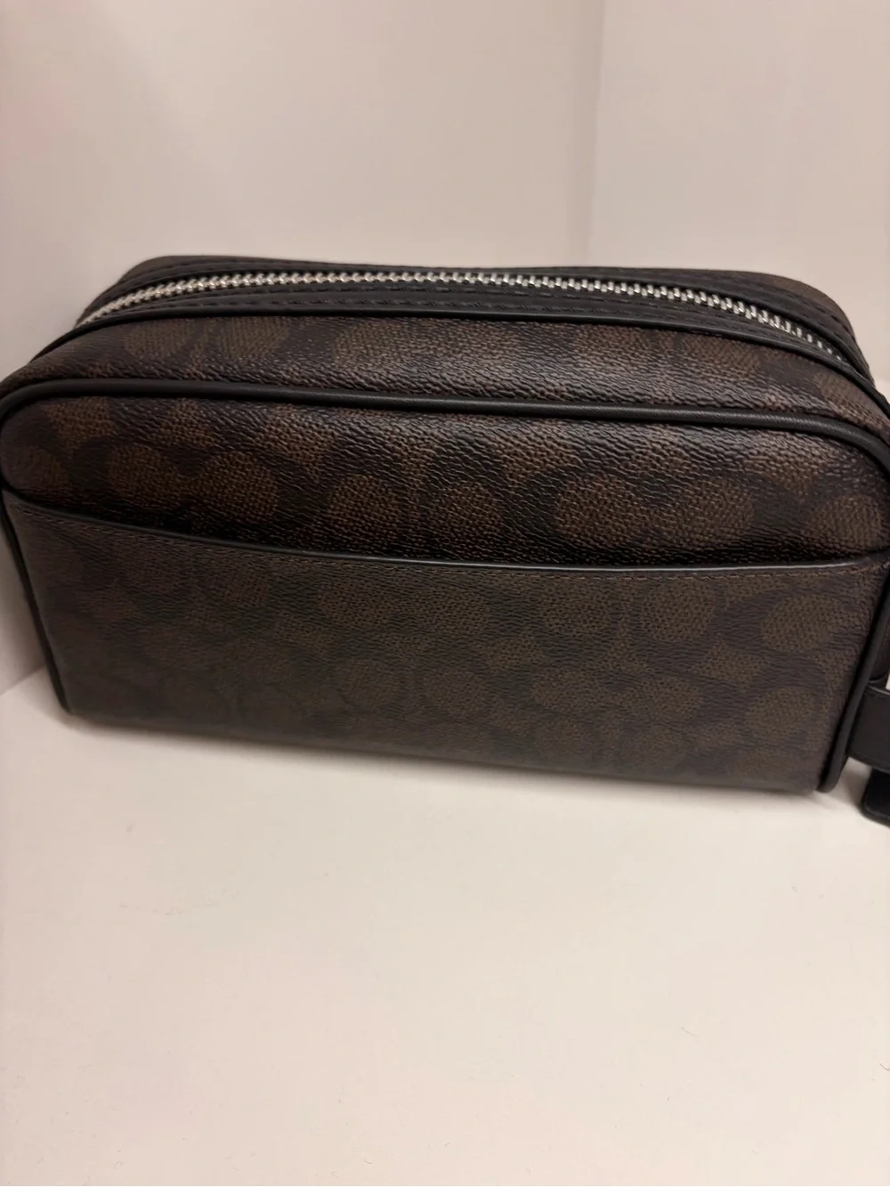 Coach Men's Signature Canvas Travel kit Case in green leather new with tag